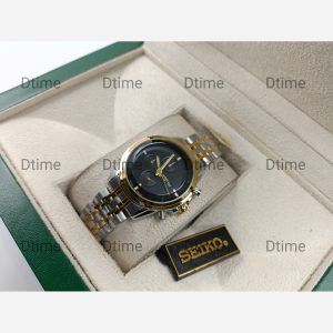 ساعت سیکو دو رنگ طلایی صفحه مشکی طرح سه موتور 2583 تک زنانه